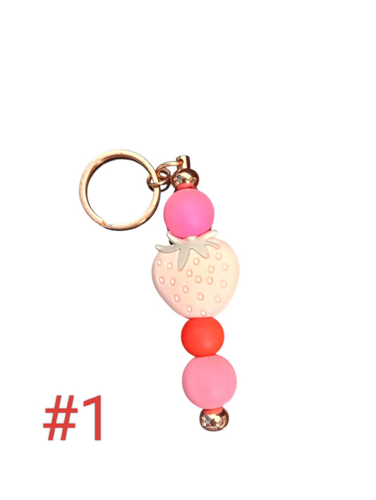 Fruit themed- various designs silicone beaded keychain