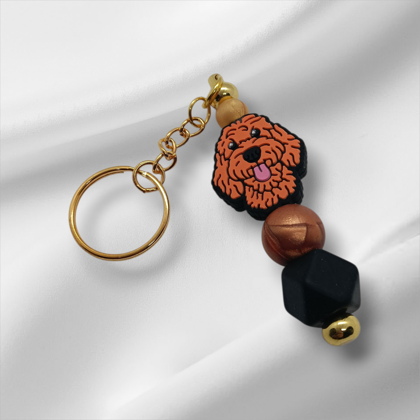 Shaggy Dog Beaded Keychain