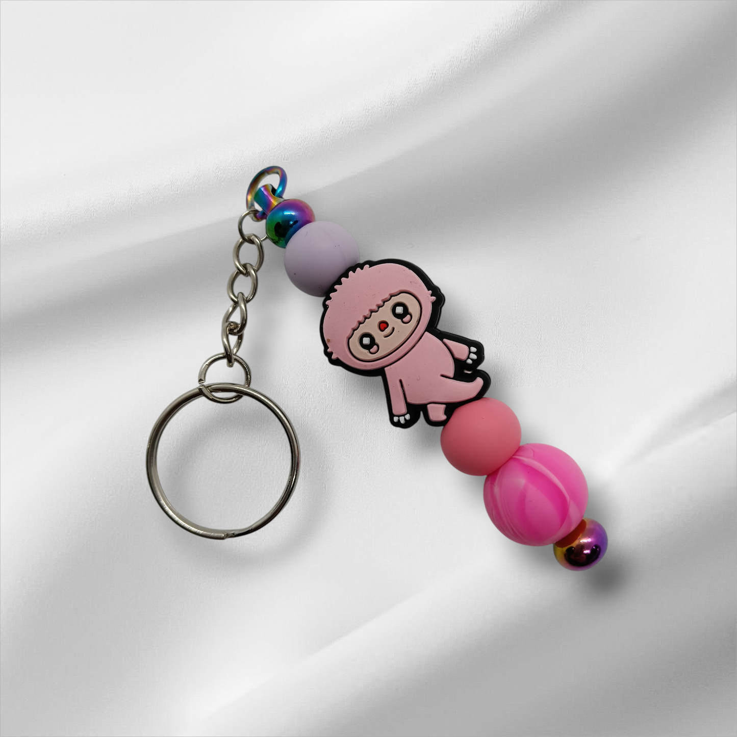 Pink Labubu Beaded Keychain