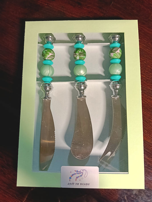 Leafy Green Cheese Cutlery 3pc Set