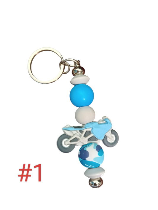 Motorcycle- assorted designs silicone beaded keychain