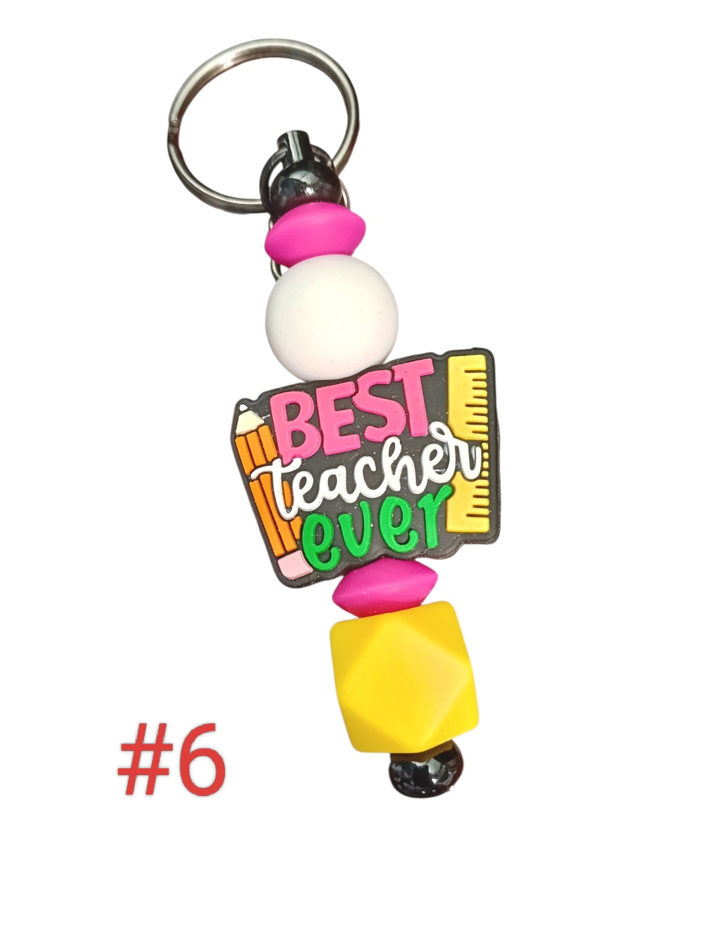 Teacher- assorted designs silicone beaded Keychain