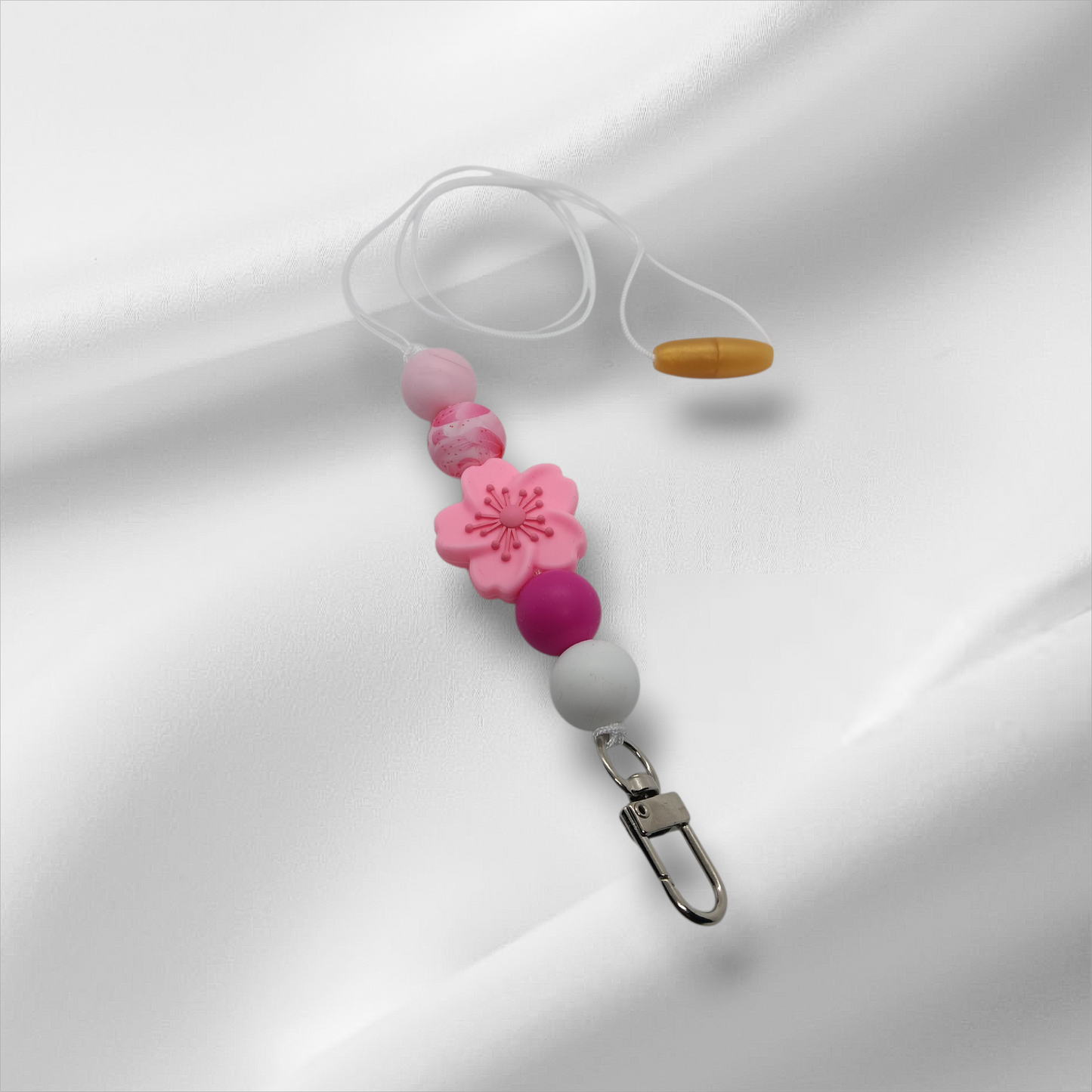 Cherry Blossom Beaded Lanyard