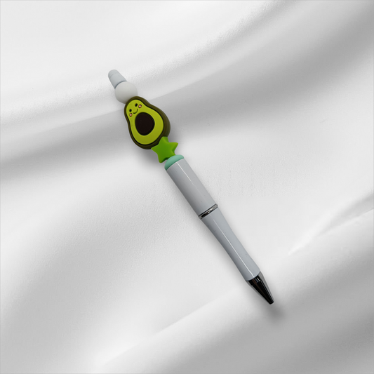 Avocado Beaded Pen -Light Green/White