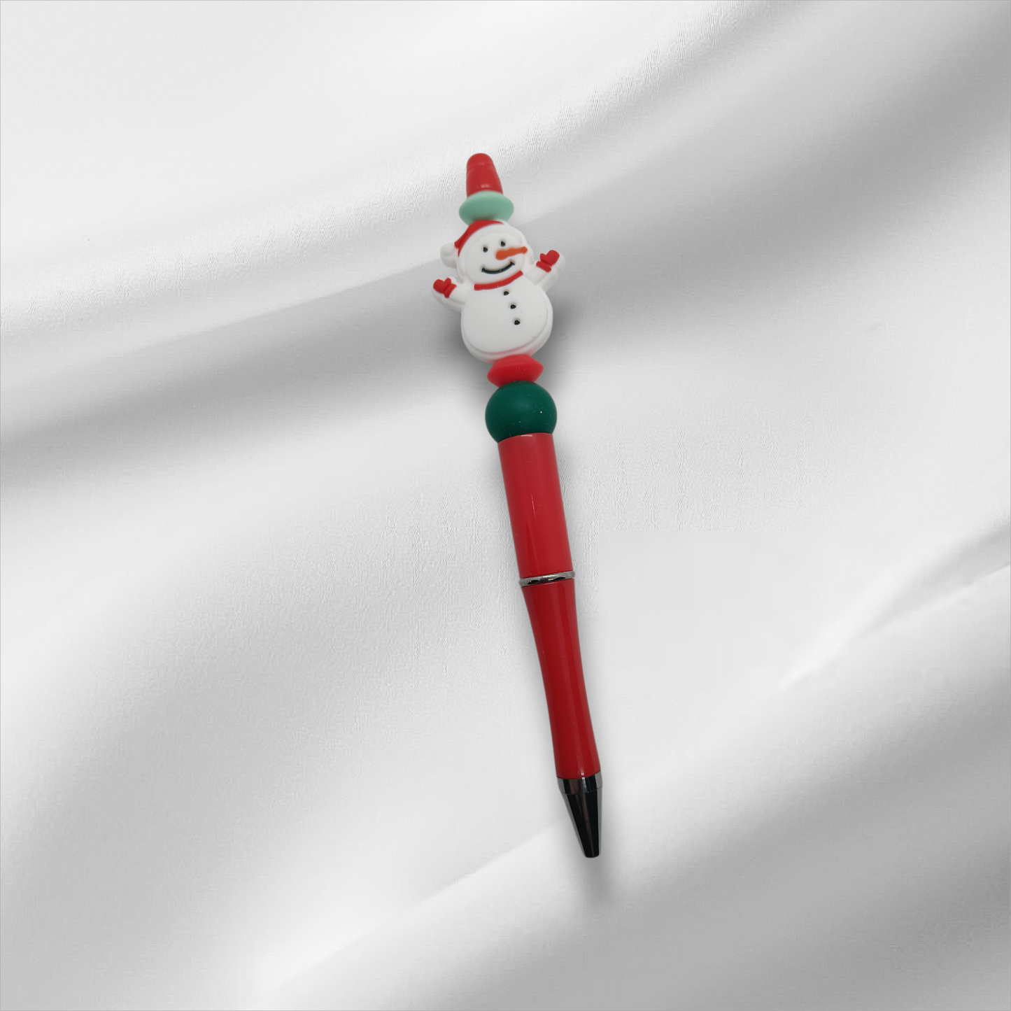 Snowman-Red Beaded Pen