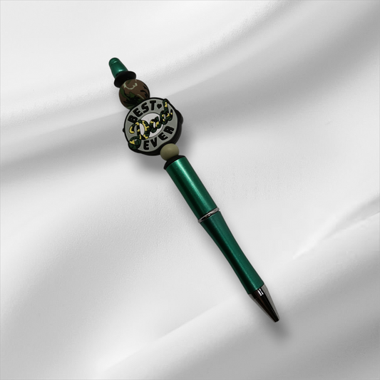 Best Dad Ever Beaded Pen- Black/Grey/Green