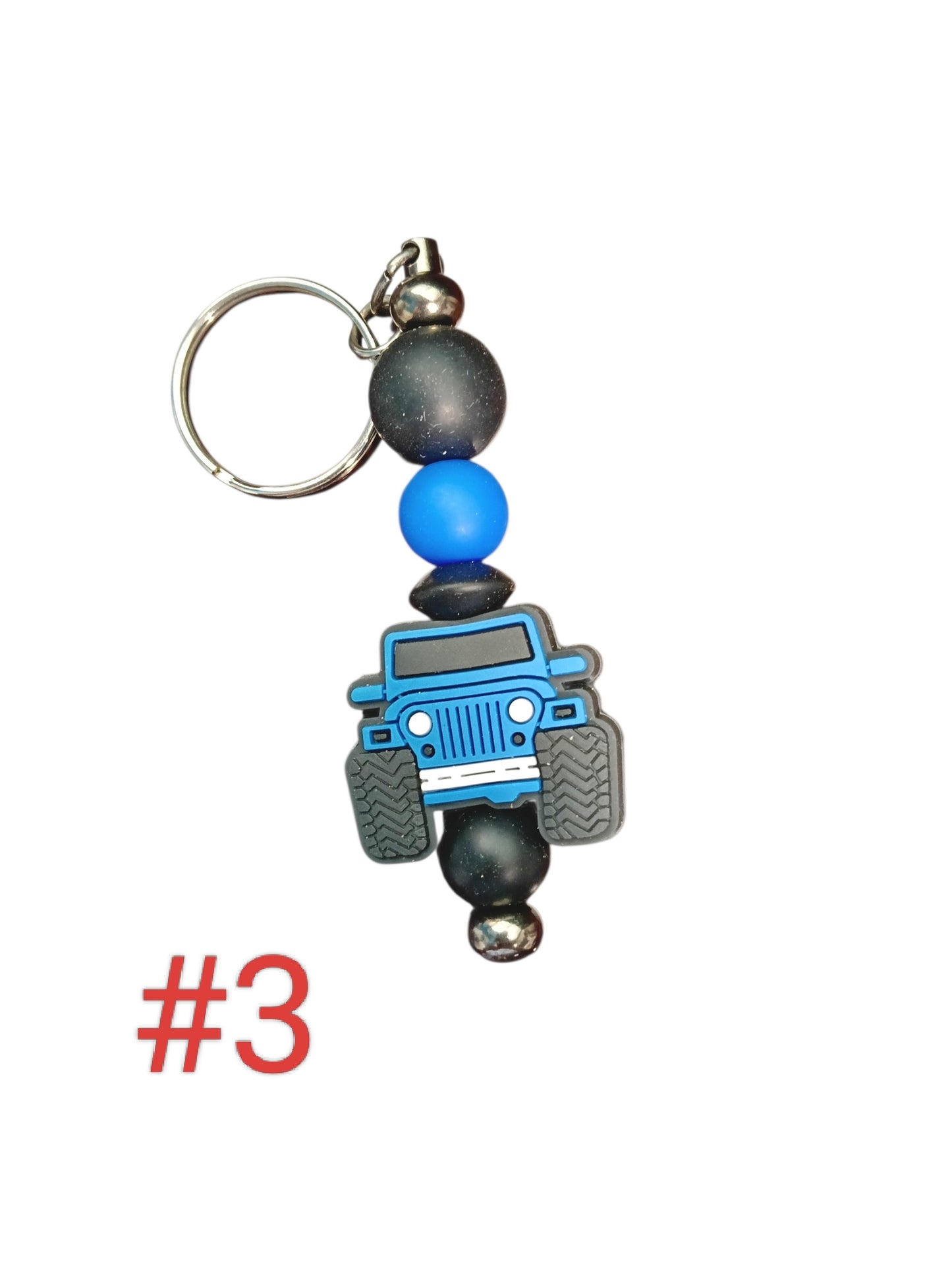 Jeep- assorted designs silicone beaded keychain