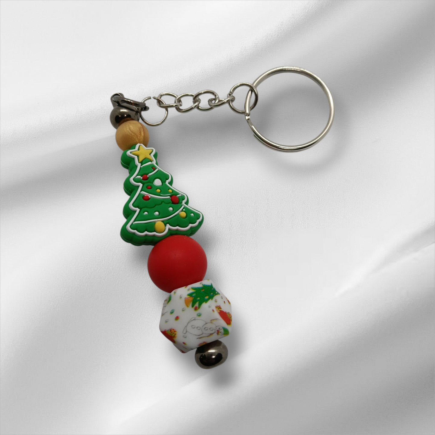 Christmas Tree Beaded Keychain