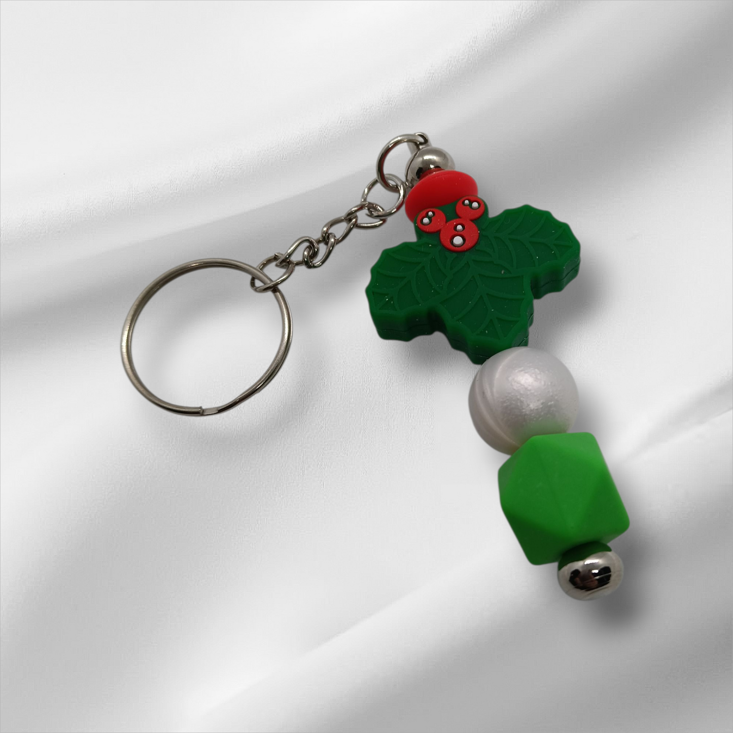 Holly Beaded Keychain