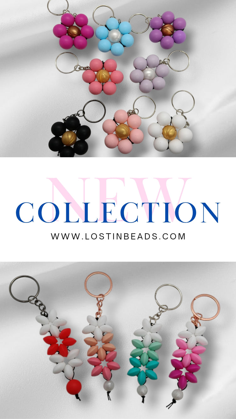 Flower Power Silicone Beaded Keychains