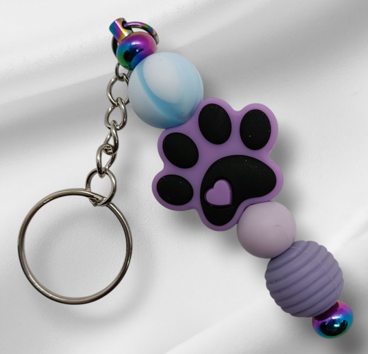 Purple Paw Print Keychain