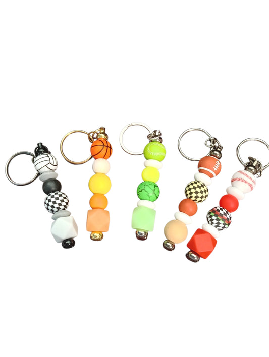 Sport Series- assorted designs silicone beaded keychain