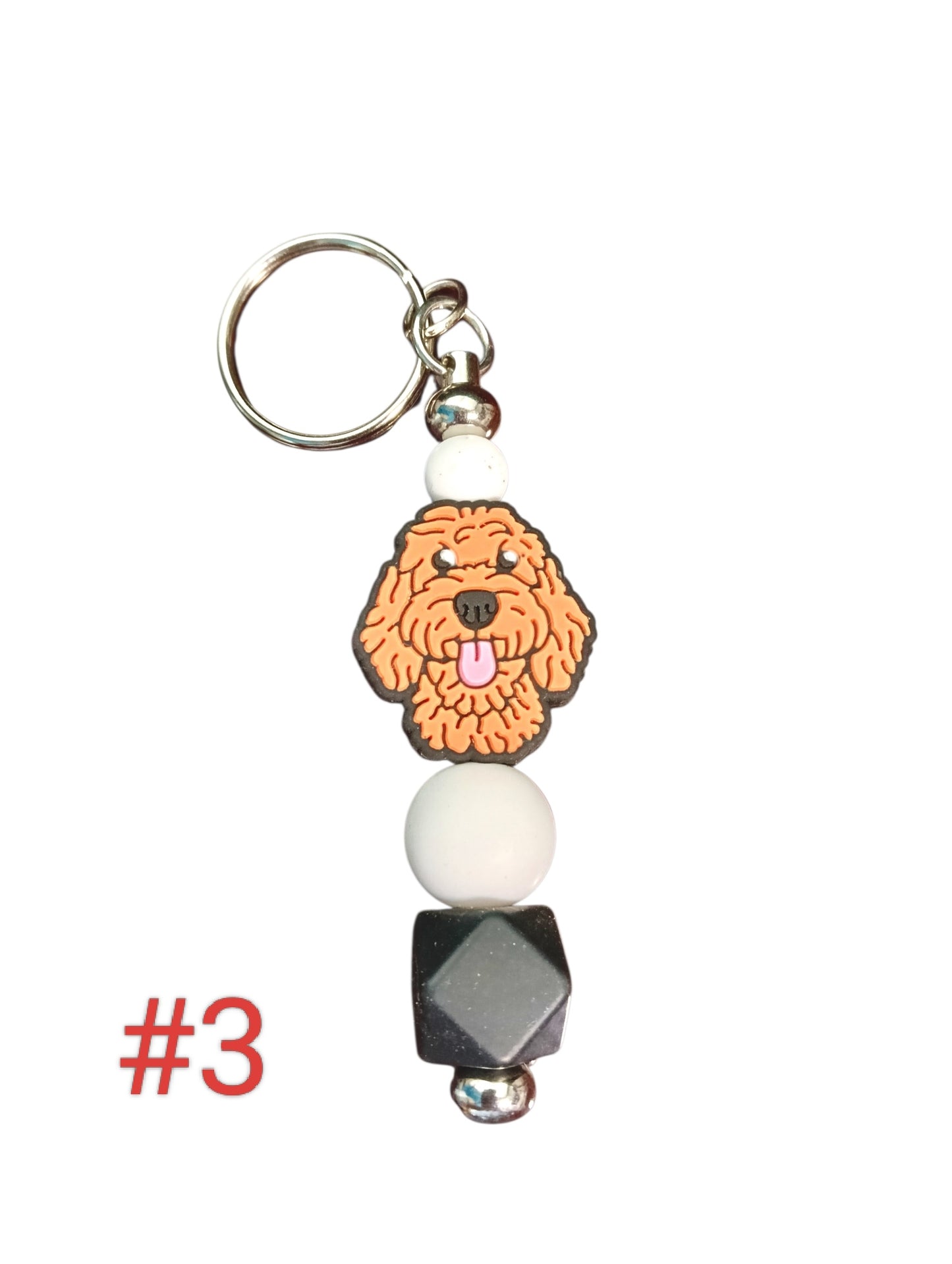 Dog- assorted designs silicone beaded Keychain