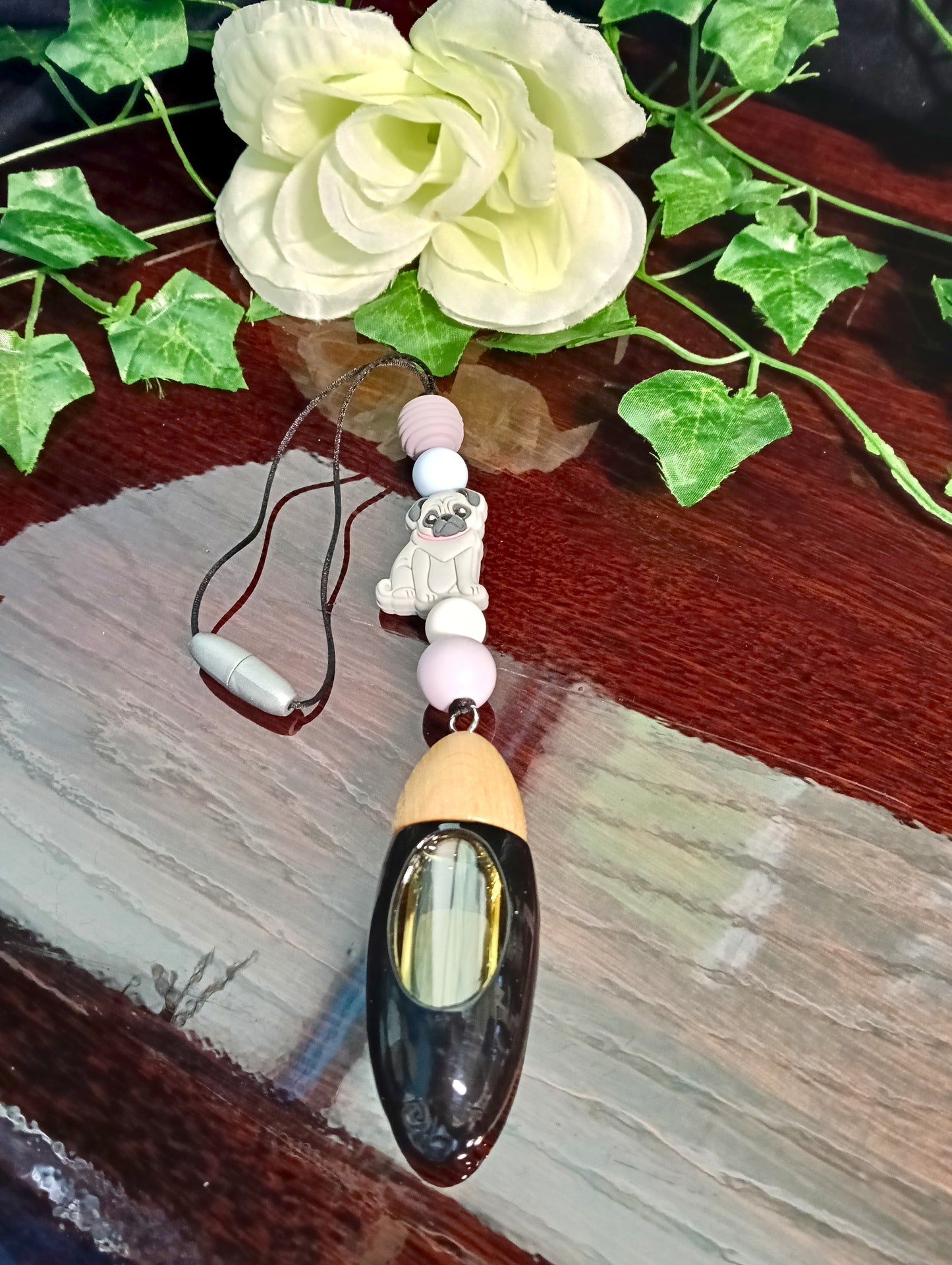 Grey Pug Beaded Hanging Diffuser