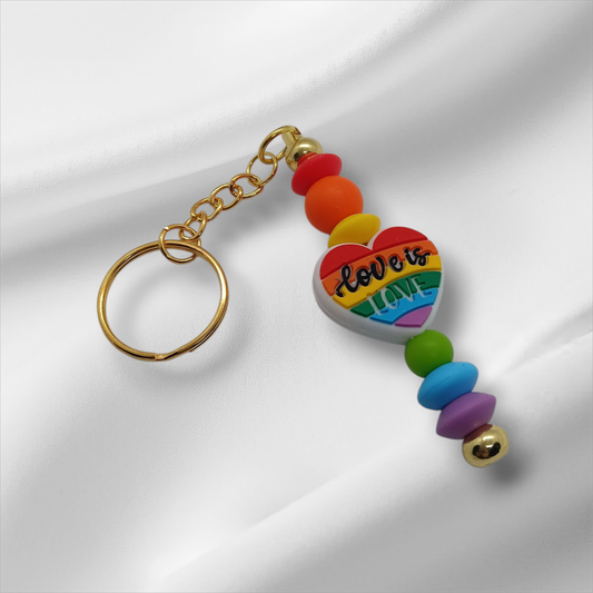 Love is Love Beaded Keychain