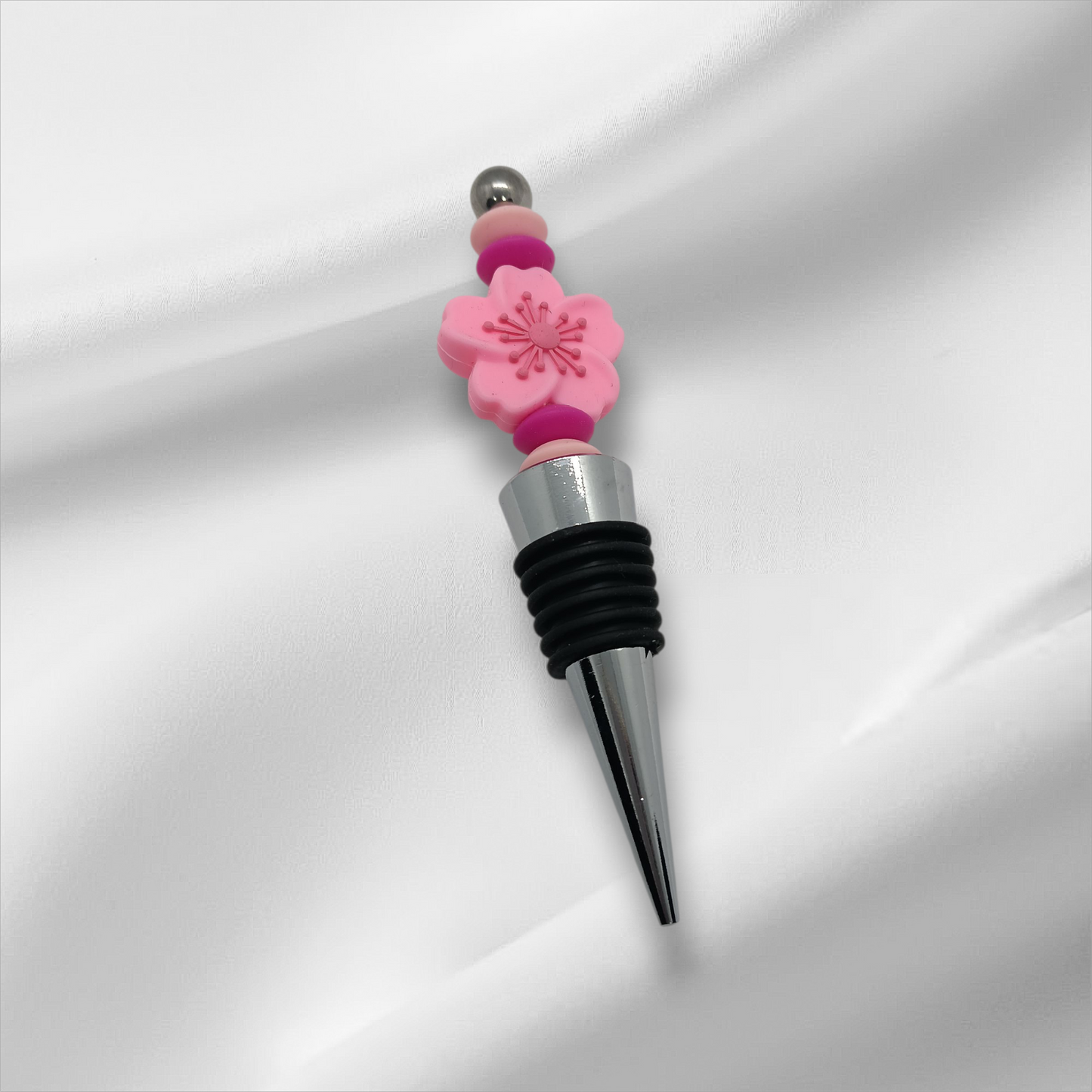 Cherry Blossom Beaded Bottle Stopper