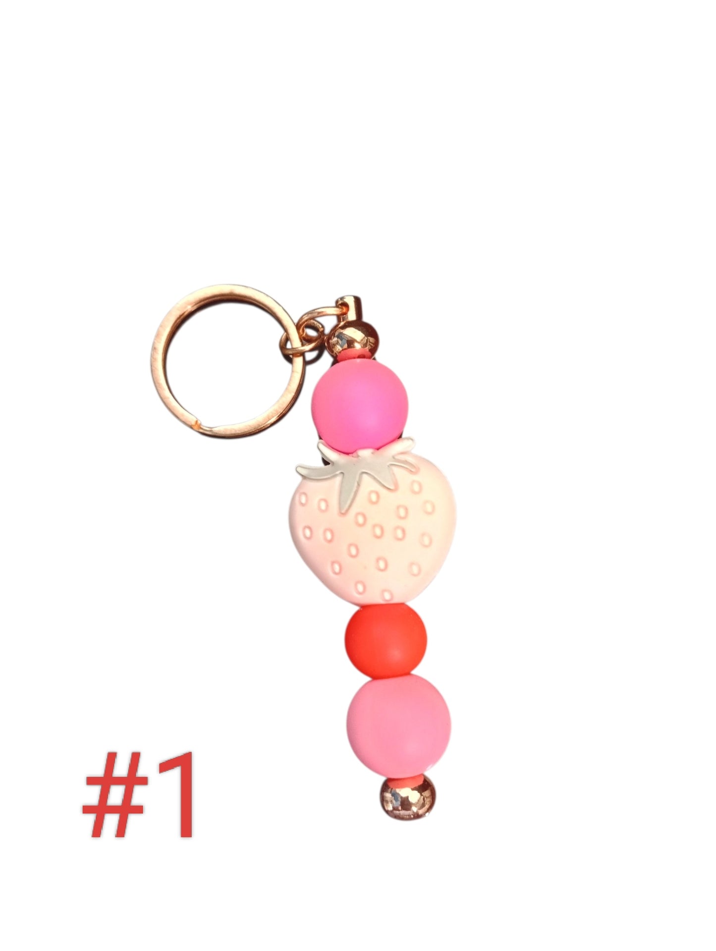 Fruit themed- various designs silicone beaded keychain
