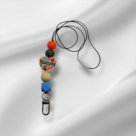 Teacher-Heart-Tools Beaded Lanyard