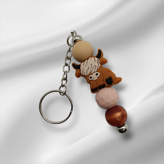 Highland Cow Beaded Keychain