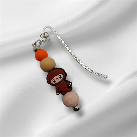 Brown Labubu Beaded Bookmark