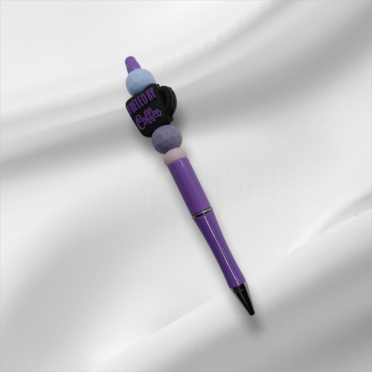 Fuelled By Coffee Beaded Pen -Purple