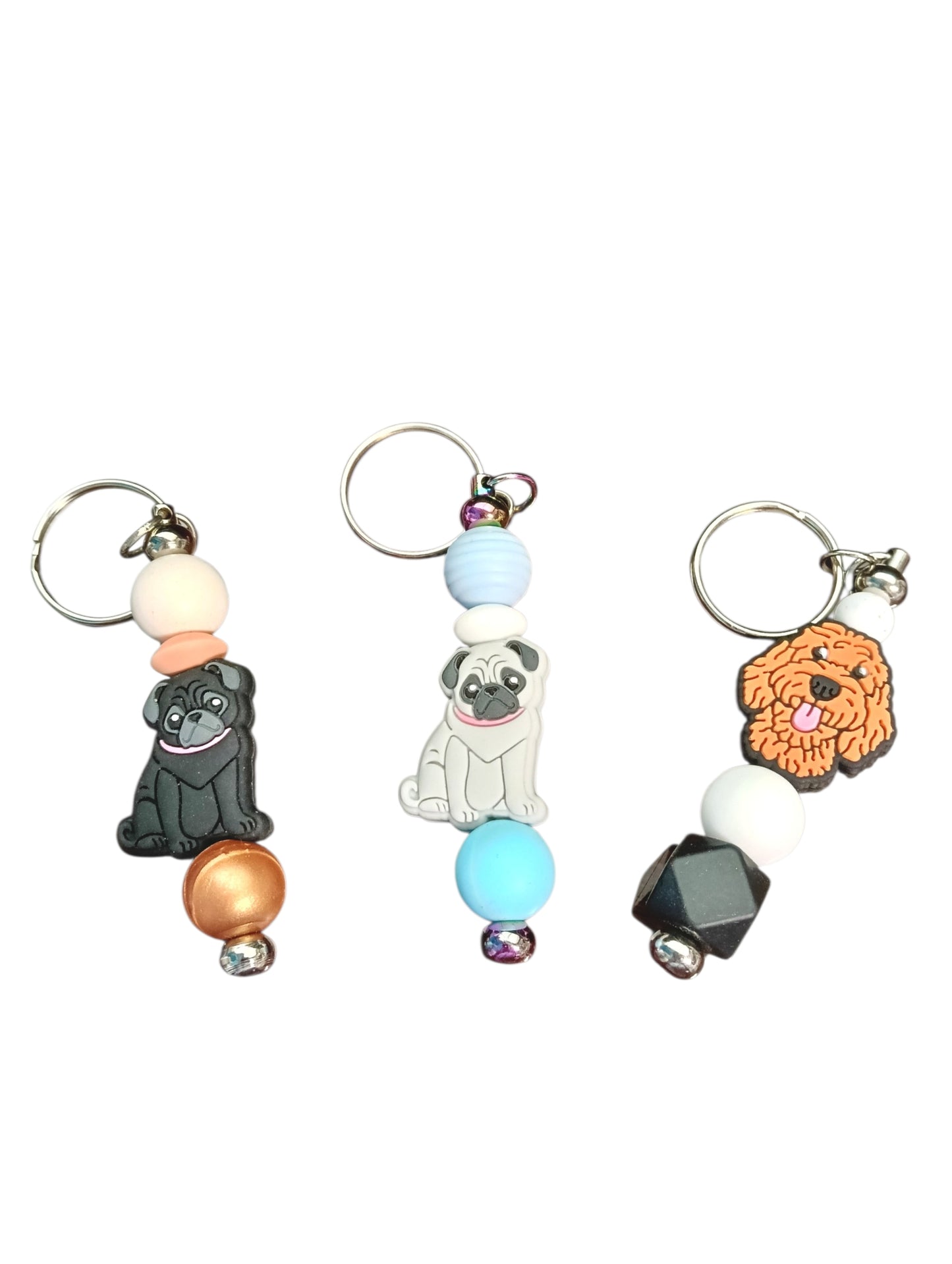 Dog- assorted designs silicone beaded Keychain