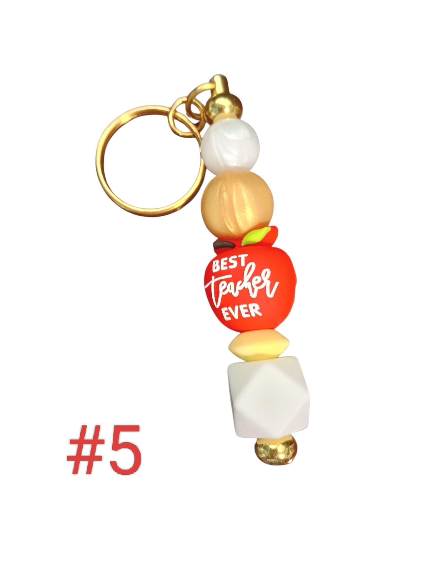 Teacher- assorted designs silicone beaded Keychain