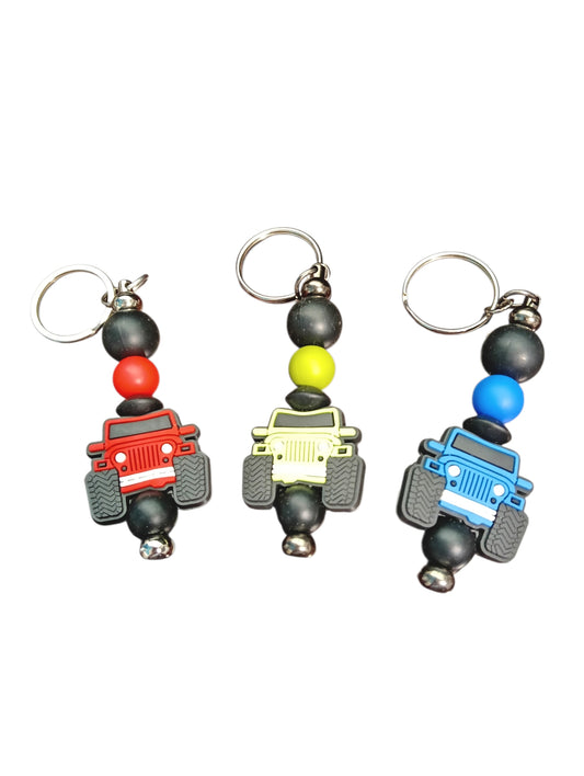 Jeep- assorted designs silicone beaded keychain
