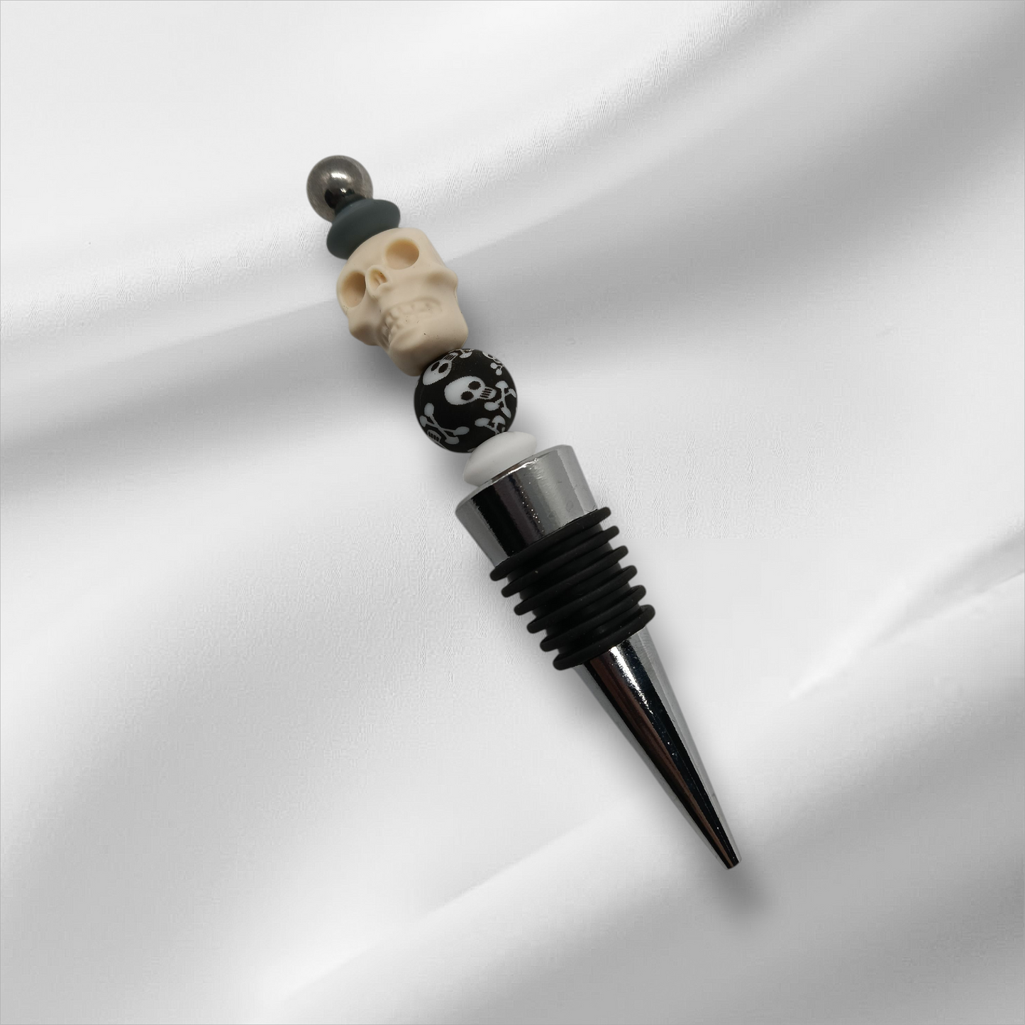 3D Skull Beaded Bottle Stopper