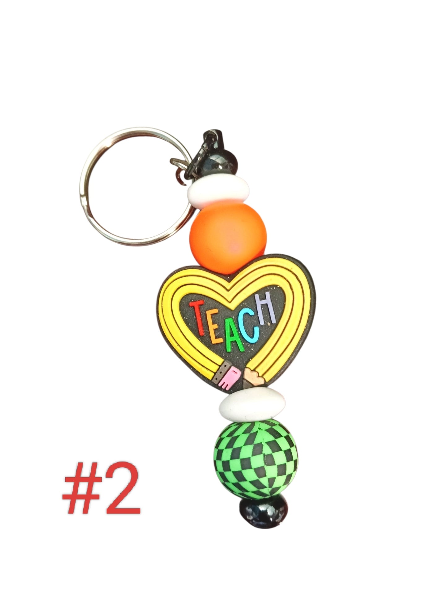 Teacher- assorted designs silicone beaded Keychain