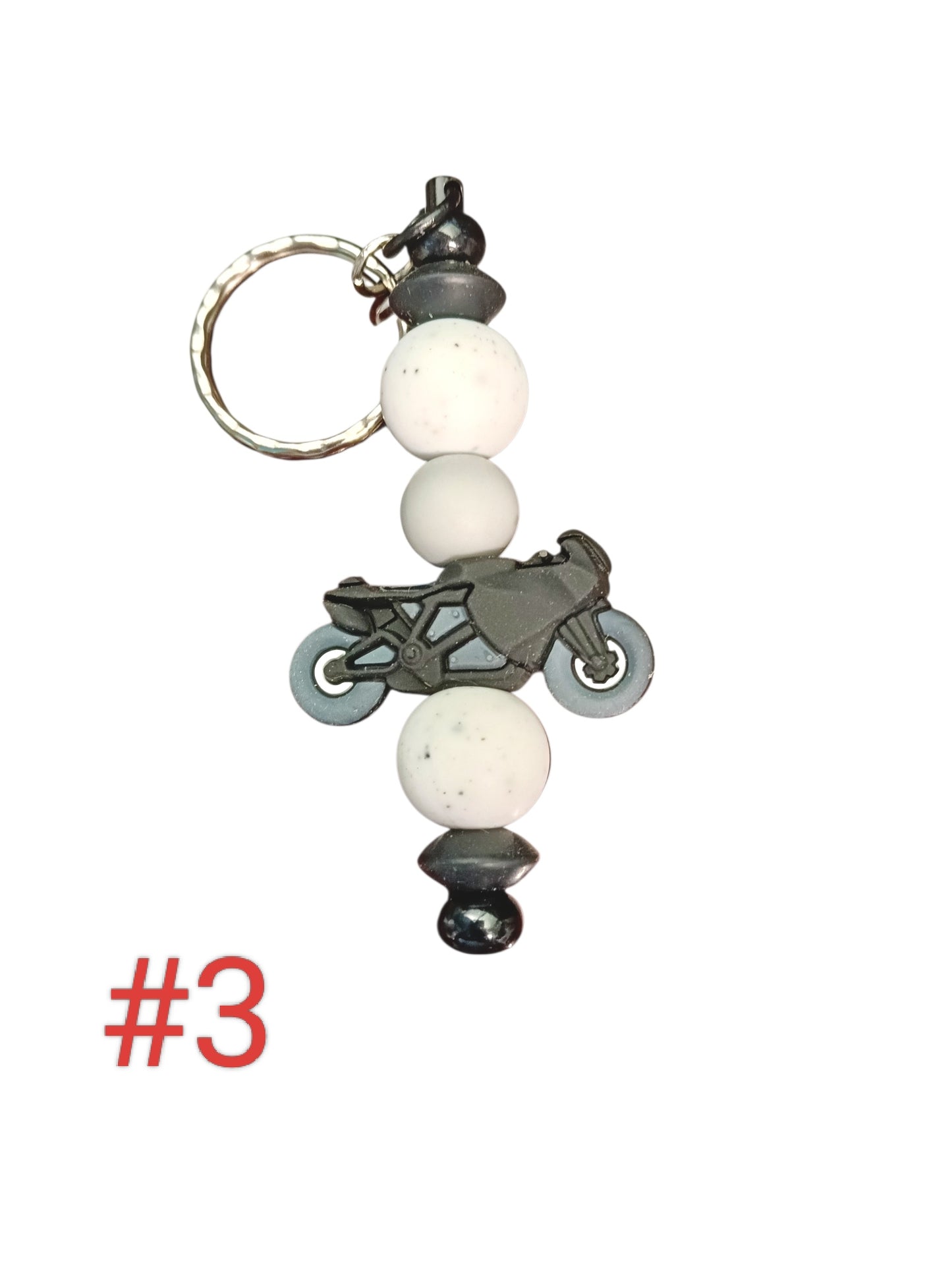 Motorcycle- assorted designs silicone beaded keychain