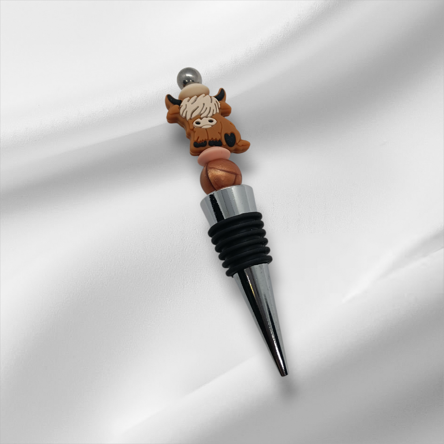 Highland Cow Beaded Bottle Stopper