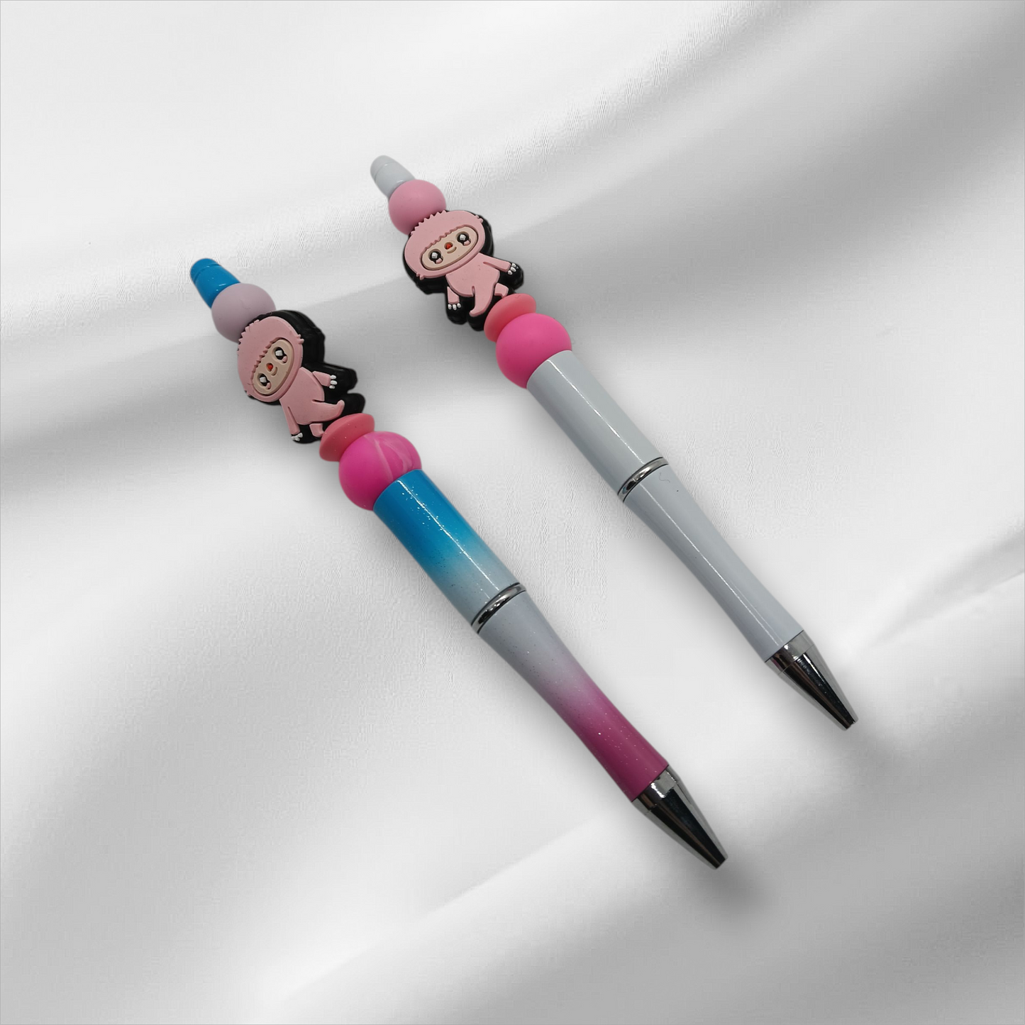 Pink Labubu Beaded Pen -Blue+Pink/White