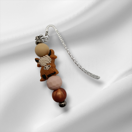 Highland Cow Beaded Bookmark