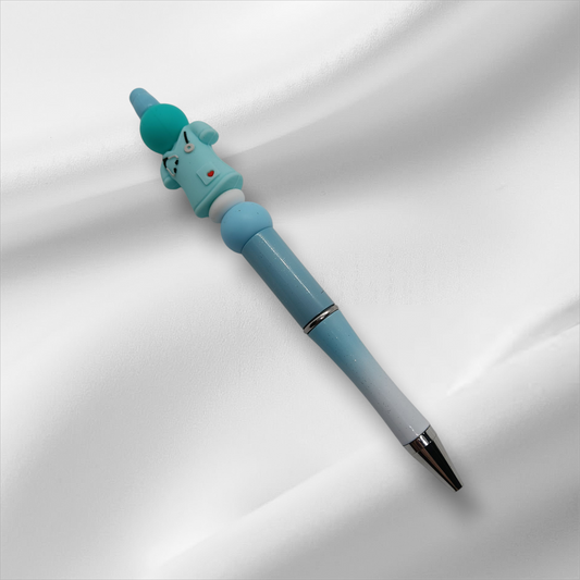 Blue Nurse Beaded Pen -Blue+White