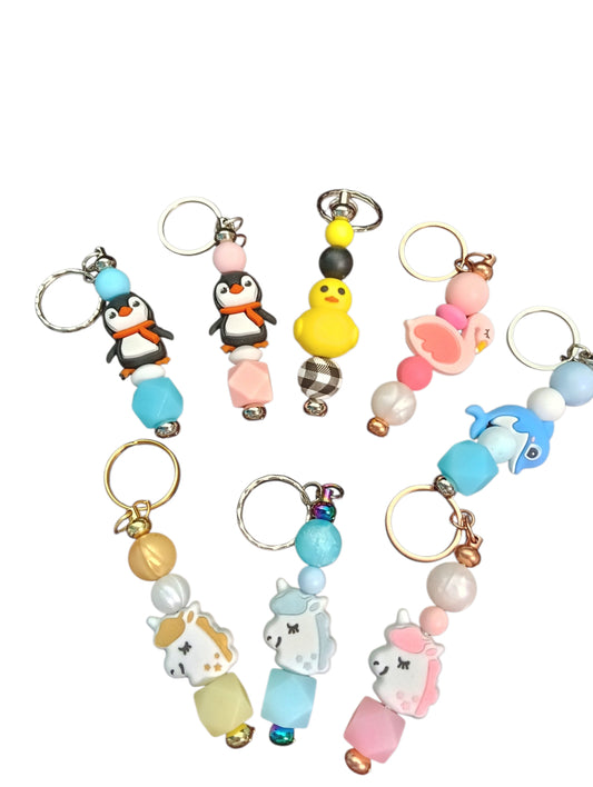 Animal-Assorted designs silicone beaded keychain
