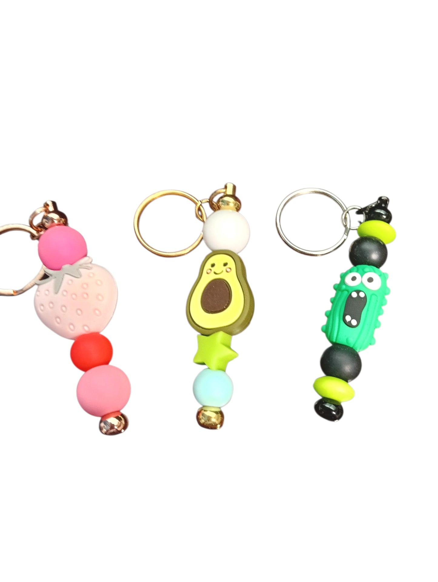 Fruit themed- various designs silicone beaded keychain