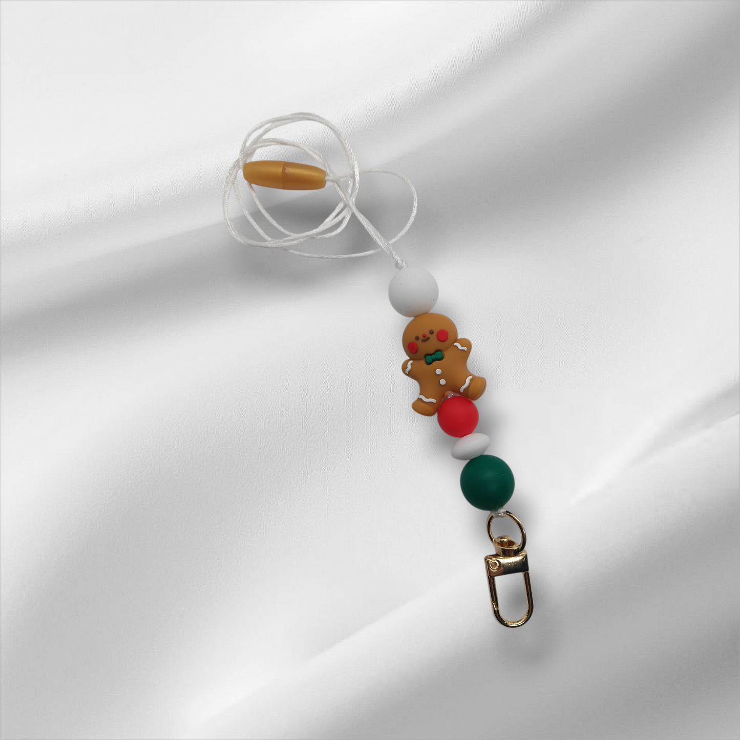 Gingerbread Person Beaded Lanyard