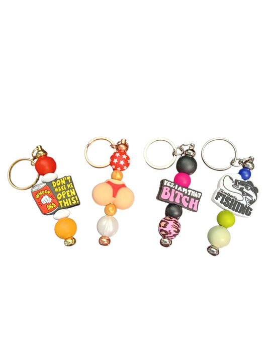 Humour series- assorted designs silicone beaded keychain