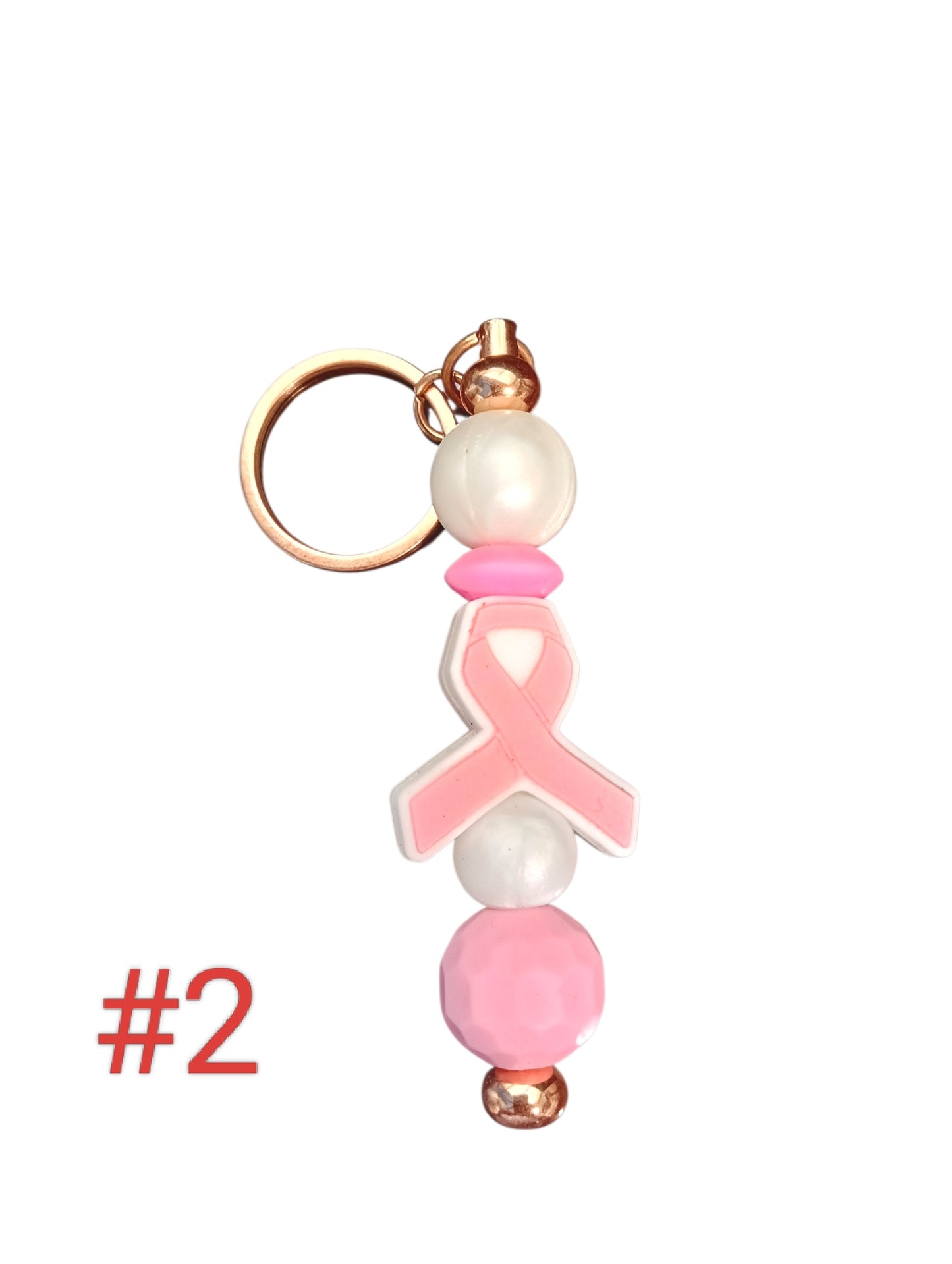 Awareness ribbon- assorted designs silicone beaded keychain
