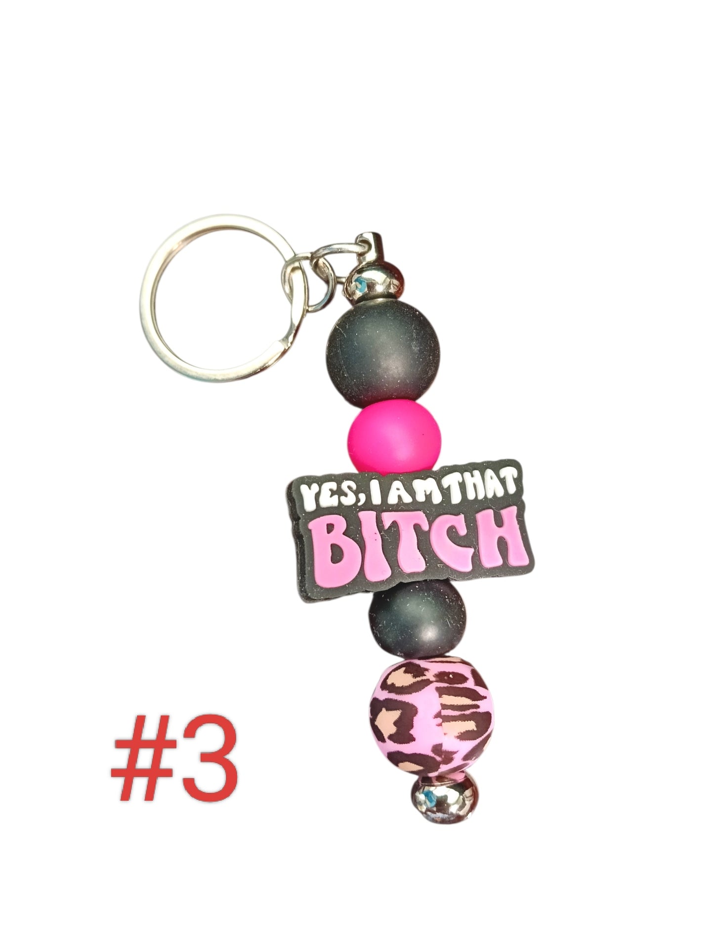 Humour series- assorted designs silicone beaded keychain