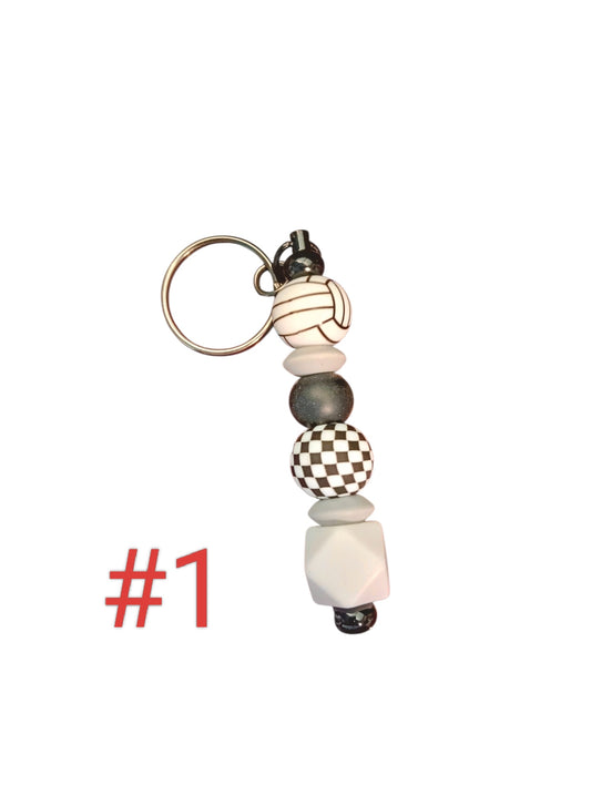 Sport Series- assorted designs silicone beaded keychain