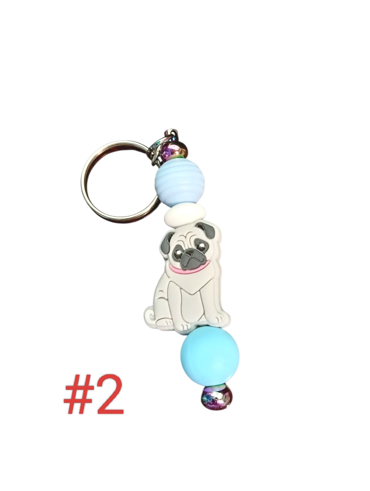 Dog- assorted designs silicone beaded Keychain