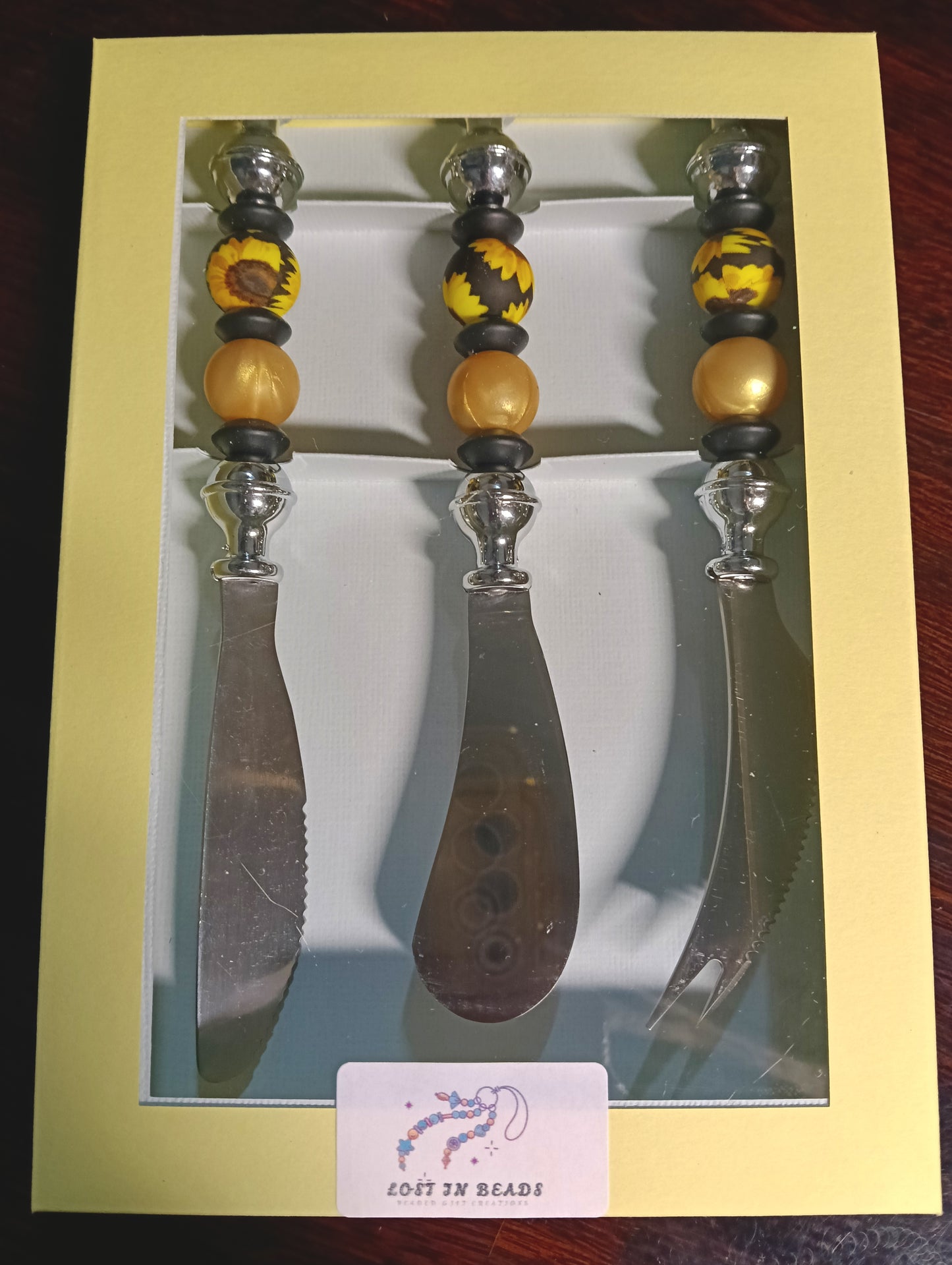 Golden sunflower Cheese Cutlery 3pc Set