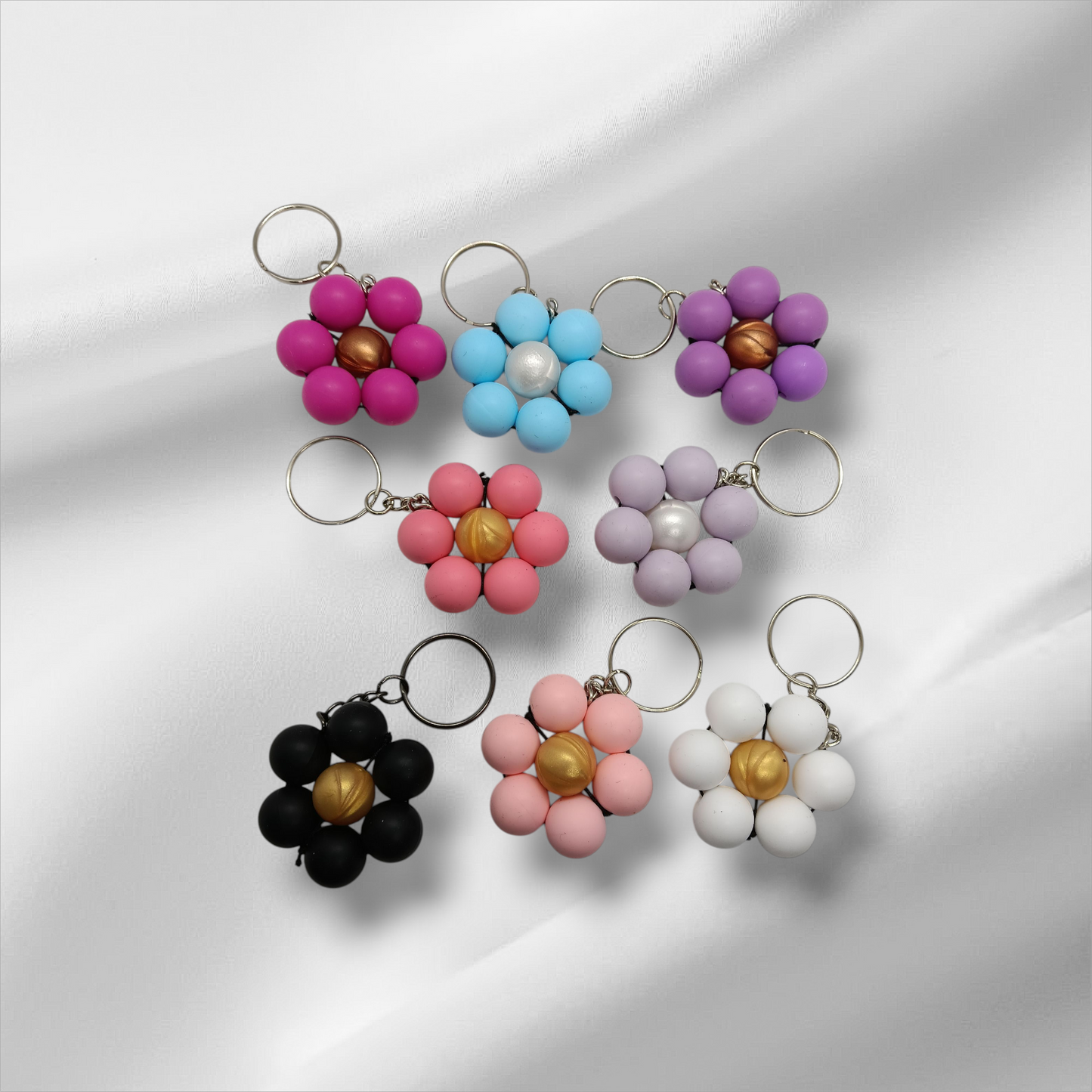 Flower Shaped Beaded Keychain
