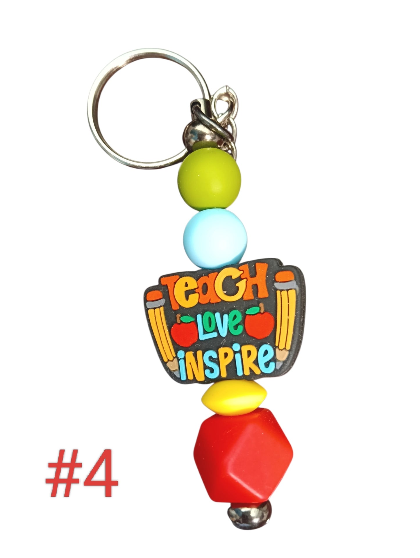 Teacher- assorted designs silicone beaded Keychain