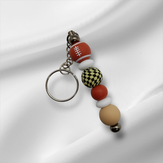 Rugby Ball Beaded Keychain