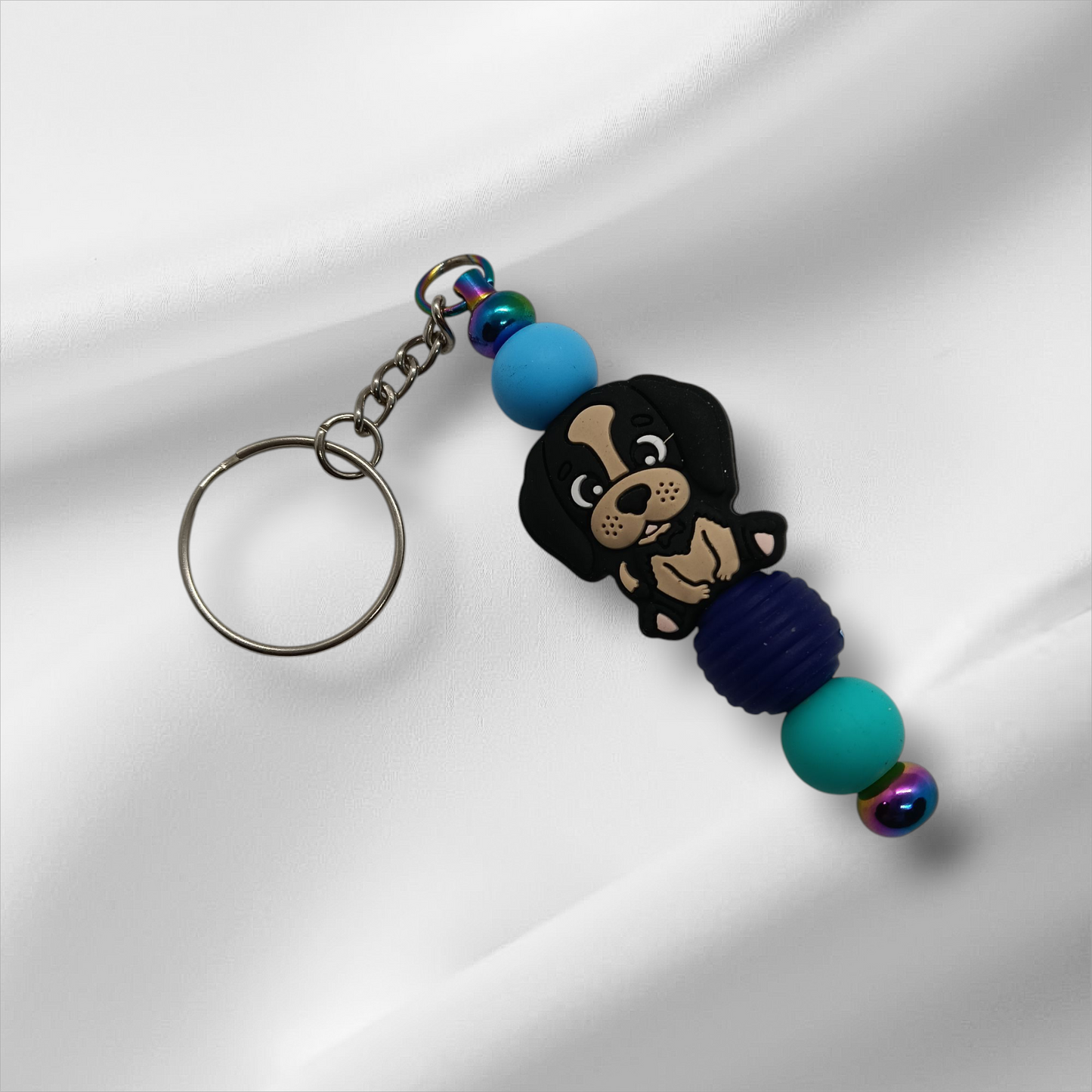 Black Dog Beaded Keychain