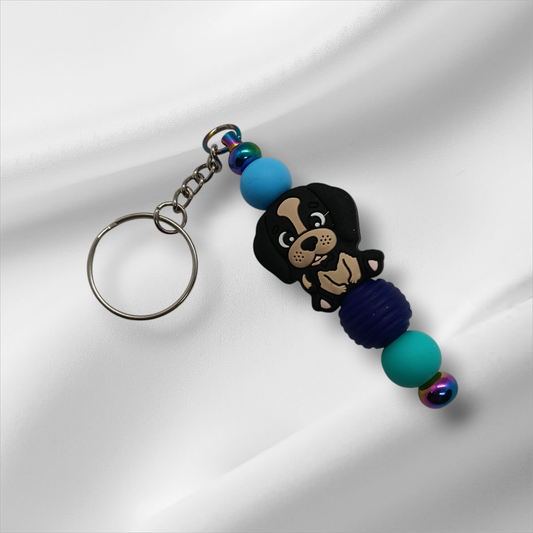 Black Dog Beaded Keychain