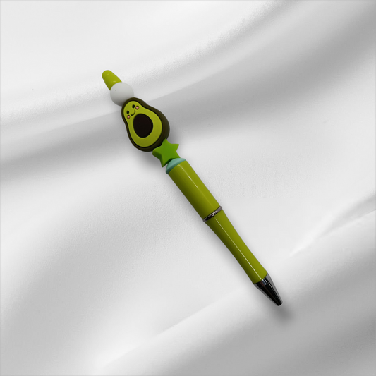 Avocado Beaded Pen -Light Green/White